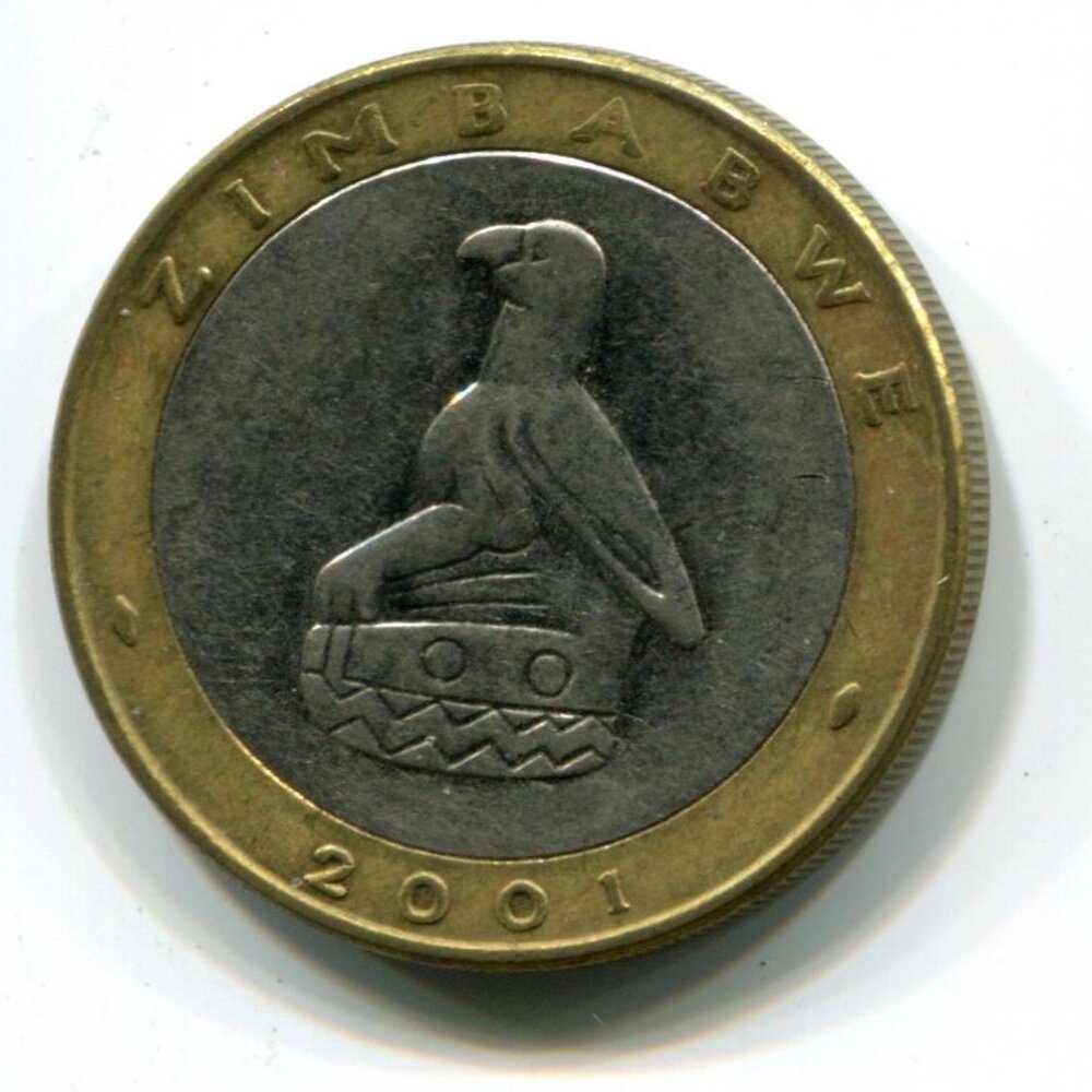 2001 Zimbabwe Bimetallic Rhino $5 Coin (b489-6)
